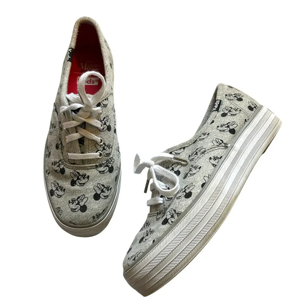 Keds Triple Kick Disney Minnie Mouse Grey White Sneakers 5.5